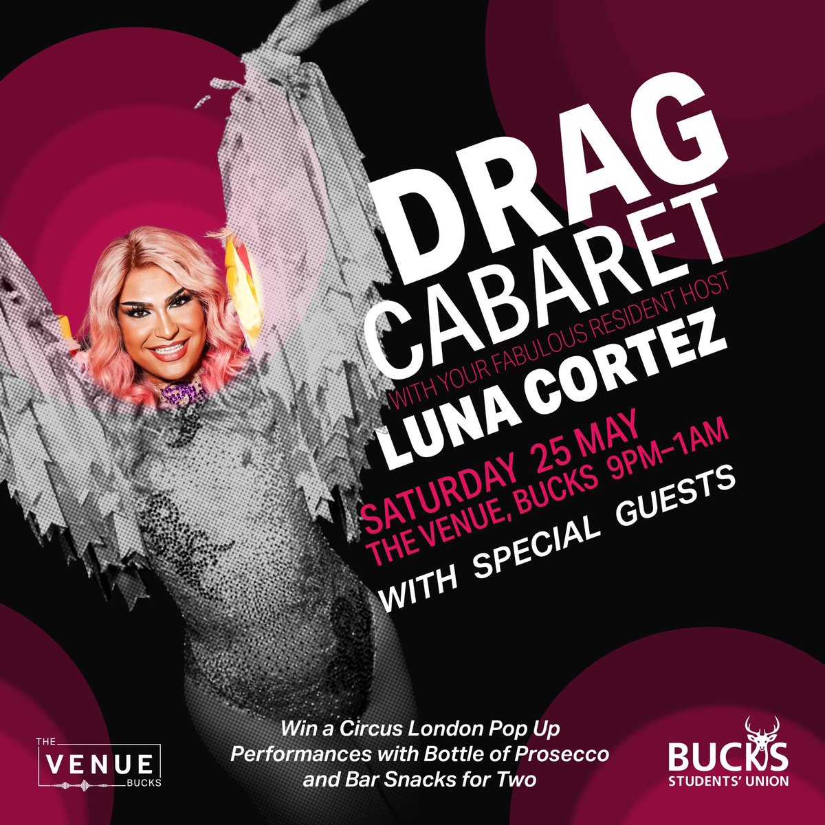 DRAG CABARET is back 😍 This month you will be joined by our fabulous host Luna Cortez with some special guests! Our prize this month is a Circus London Pop Up Performance with a Bottle of Prosecco and Bar Snacks for Two! 🍾 📅Saturday 25 May ⏰9pm - 1am 📍The Venue