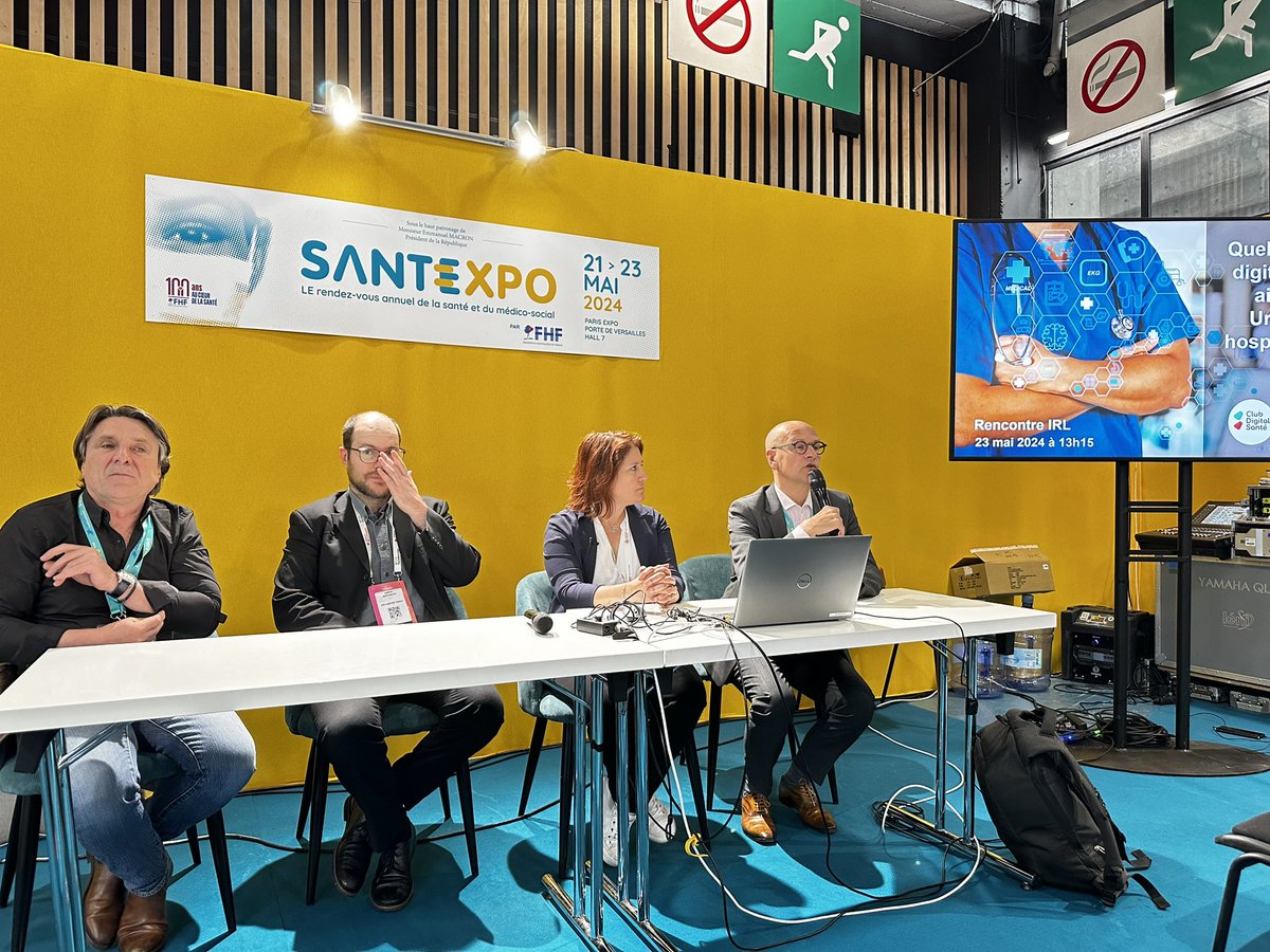 À l’Agora #esante du @hcsmeufr à @parisSANTEXPO 

« Quels moyens digitaux pour aider les Urgences hospitalières ? » animée par @MedecinGeek 

@EnchantedTools @mybodyo