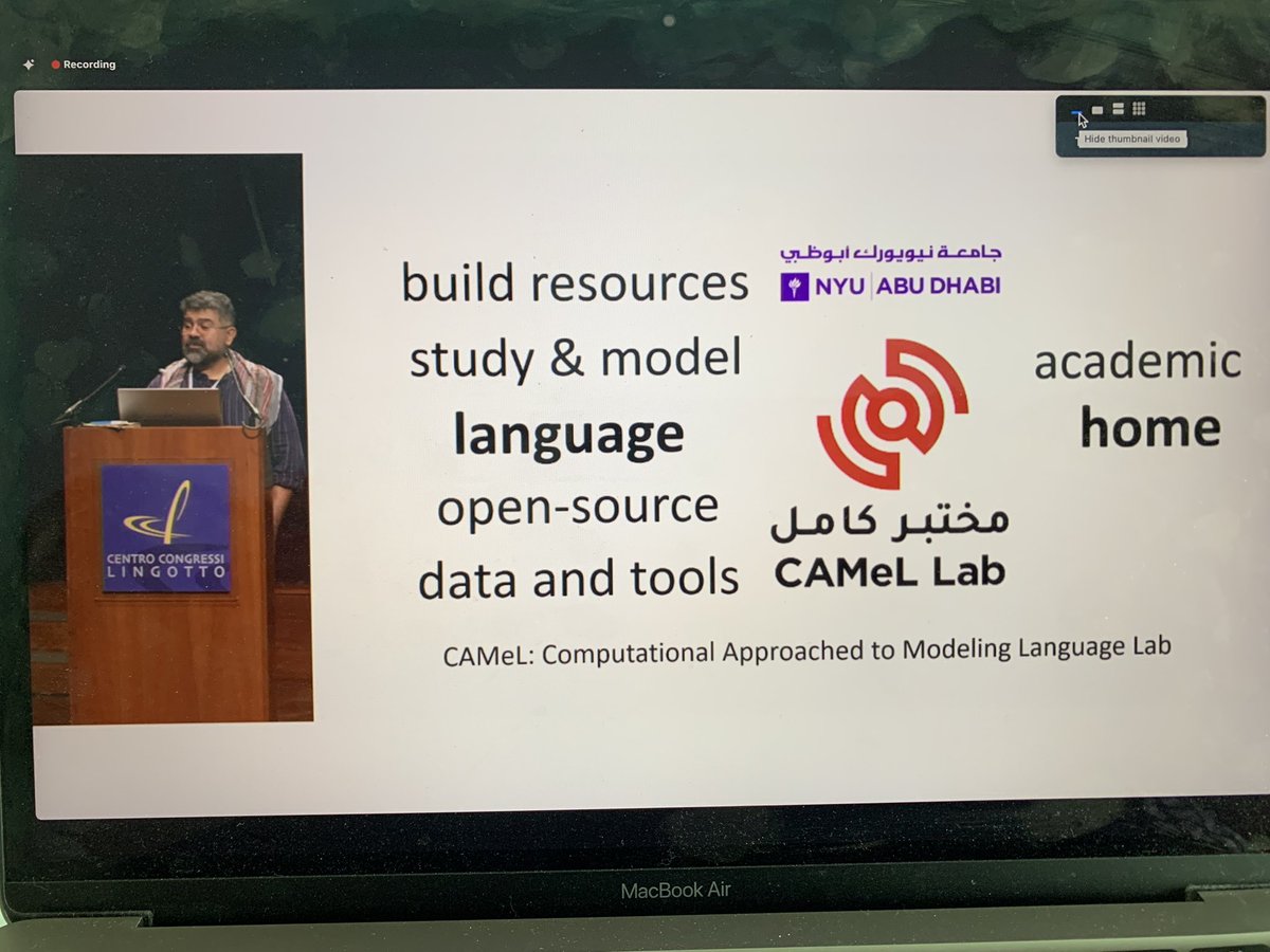 So proud of my colleague and friend Nizar Habash @nyhabash for a fantastically inspiring and heartfelt talk at #LRECCOLING24 👏🤩

Congratulations - you truly deserve the Antonio Zampolli prize 🏆 

<a href="/LrecColing/">LREC COLING 2024</a> <a href="/ELRAnews/">ELRA</a>