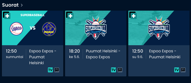 BaseballFinland's tweet photo. Finnish Superbaseball league games will be televised via Ruutu PLUS service starting this Sunday. As a little extra Konsta Kurikka will play at the first TV game and will start on the mound. https://t.co/YoB5rDtq8W