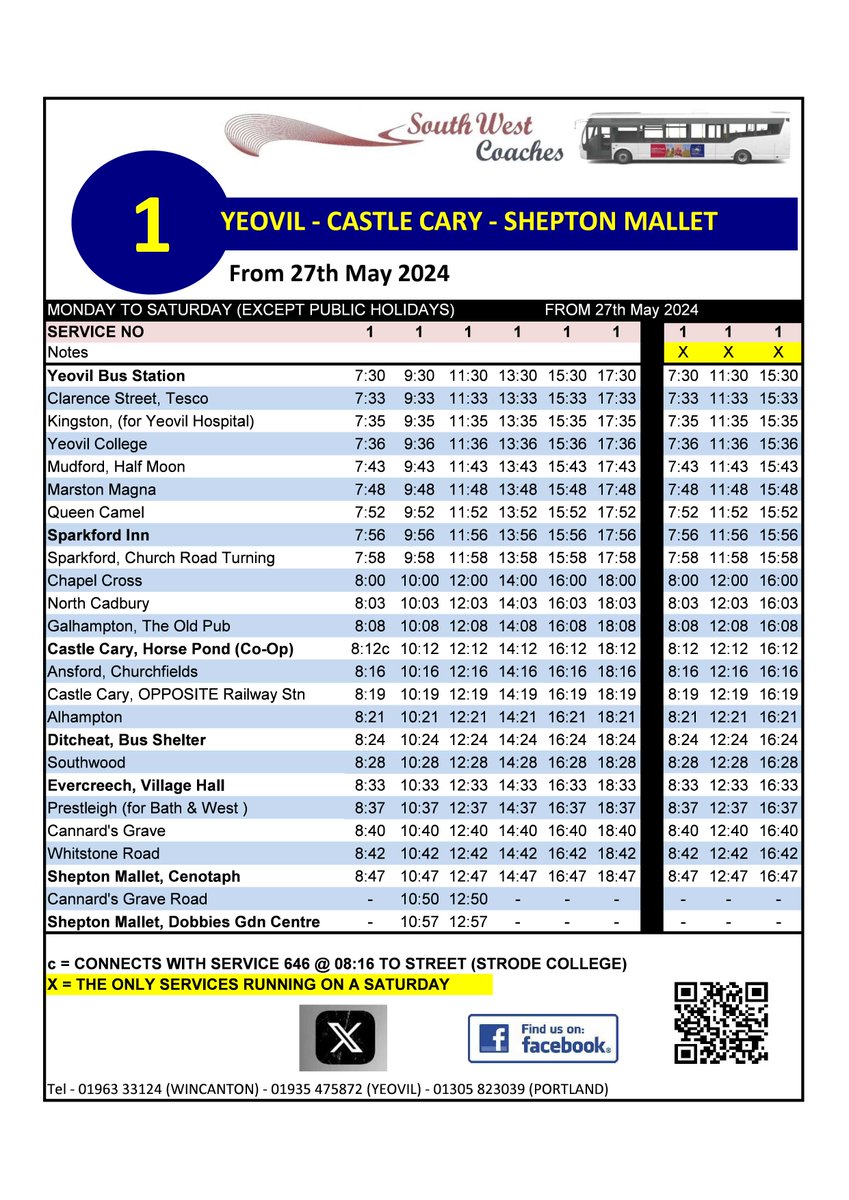 🎉NEW Number 1 Timetable 🎉
From the 28th May the timetable will change. 
The timetable is now live on our website.
@TravelSomerset