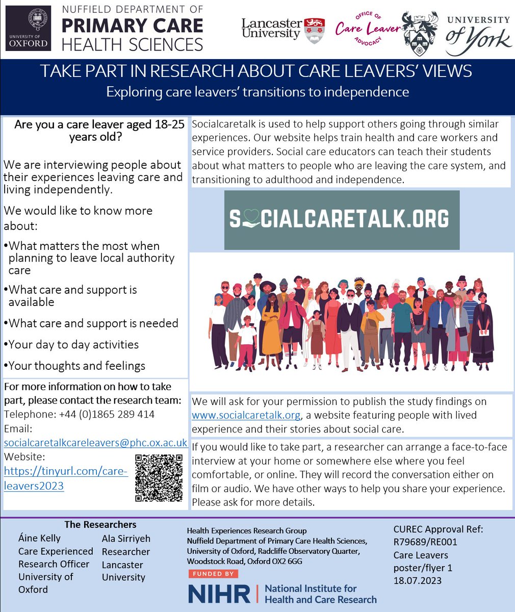 Care experienced researcher @AineRoseKelly is a member of our team to explore #leavingcare experiences. Please take part to tell us your story! Sign up here: forms.office.com/e/19dSdMCT0j