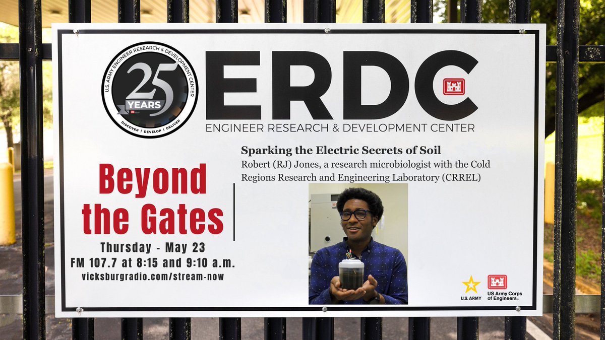 In case you missed it, ERDC’s Beyond the Gates interview with Robert (RJ) Jones, research microbiologist with the Cold Regions Research and Engineering Laboratory, will air again this morning at 8:15 am and 9:10 am. Tune in to 107.7 or online at vicksburgradio.com/stream-now/.