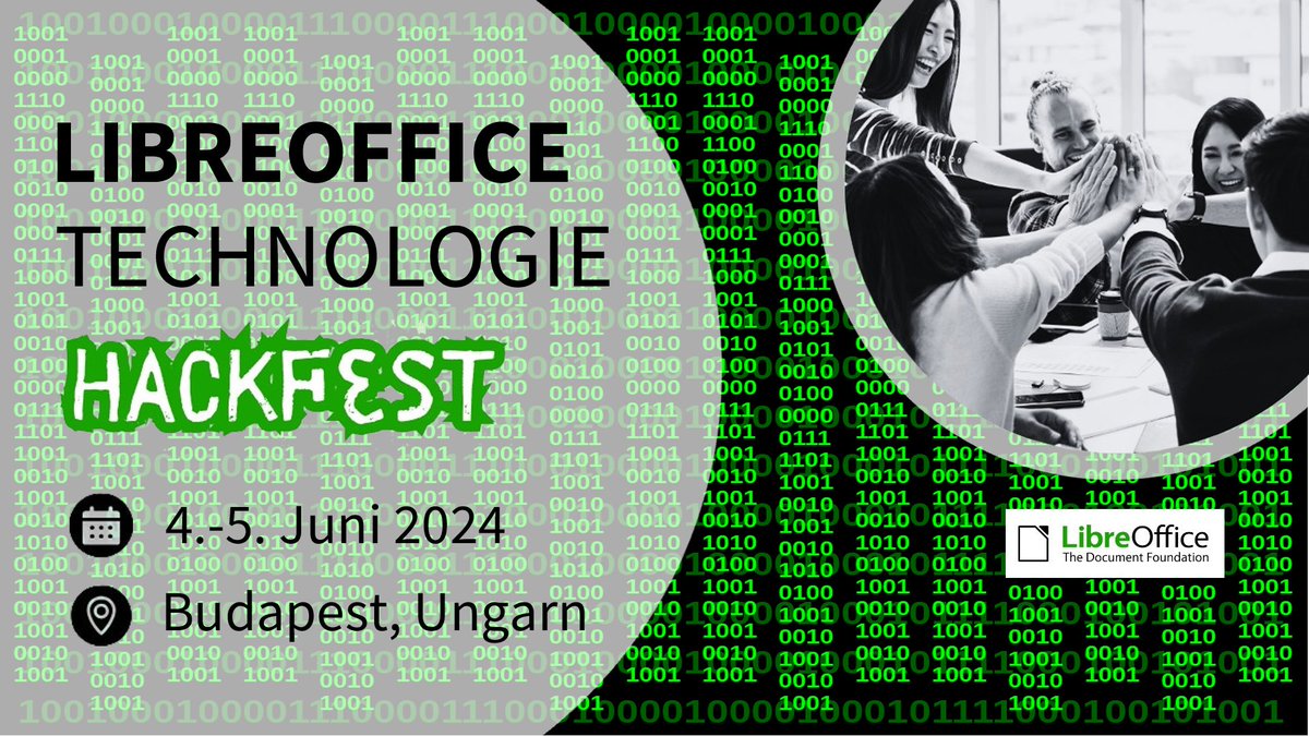 Besuchen Sie das #LibreOffice Technologie Hackfest in Budapest am 4. und 5. Juni 2024:
wiki.documentfoundation.org/Hackfest/Budap…