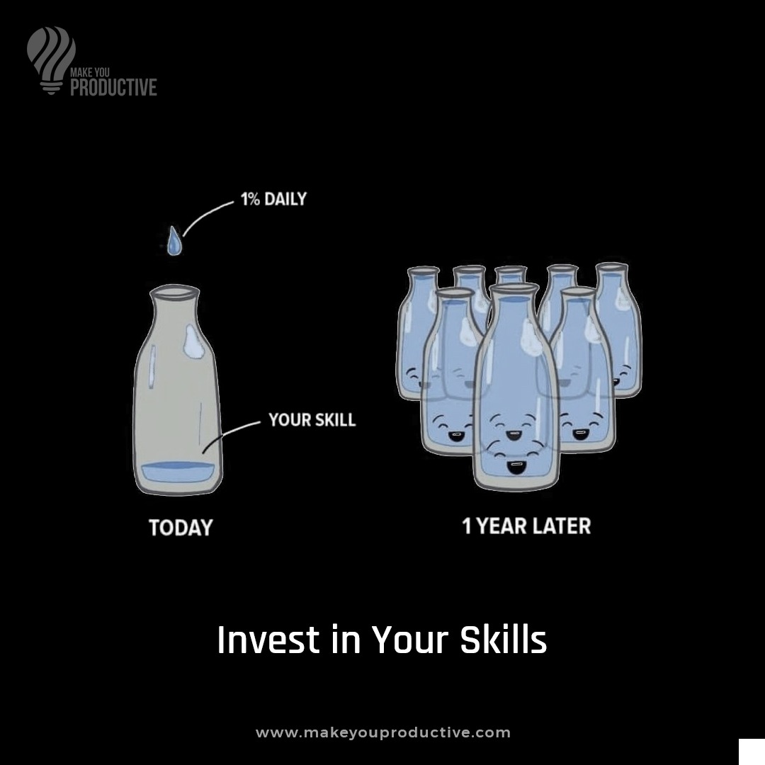 Invest in your skills!
They're the most valuable asset you possess. Continuous learning and improvement pave the way for personal growth and professional success.

#MakeYouProductive #ProductivityMindset #SkillInvestment #ContinuousLearning #PersonalGrowth #QuoteOfTheDay