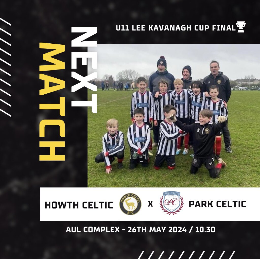 🏆 | 𝐔𝟏𝟏 𝐋𝐞𝐞 𝐊𝐚𝐯𝐚𝐧𝐚𝐠𝐡 𝐂𝐮𝐩 𝐅𝐢𝐧𝐚𝐥! The very best of luck to our U11’s who face Park Celtic in the final of the Lee Kavanagh Cup on Sunday! 🙌 The action kicks off at 10.30 In the AUL Complex 💪 All the best Lads 🖤🤍 #HCFC #respectallfearnone