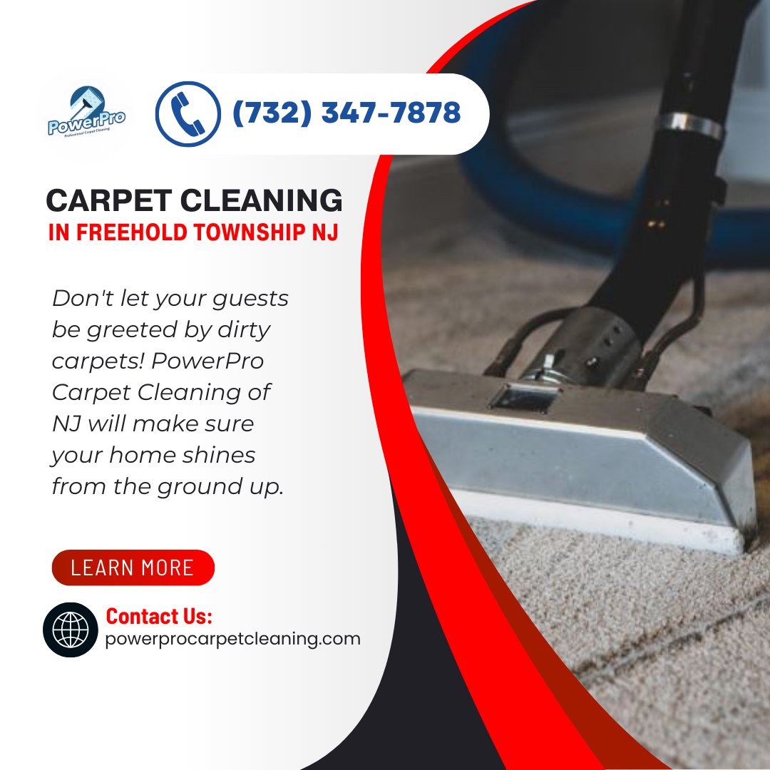 Carpet Cleaning in Freehold Township NJ
powerprocarpetcleaning.com
📞(732) 347-7878
Are you tired of feeling embarrassed by your carpets? It happens when guests come over. Look no further than PowerPro Carpet Cleaning of NJ to ensure that your home shines from the ground up.