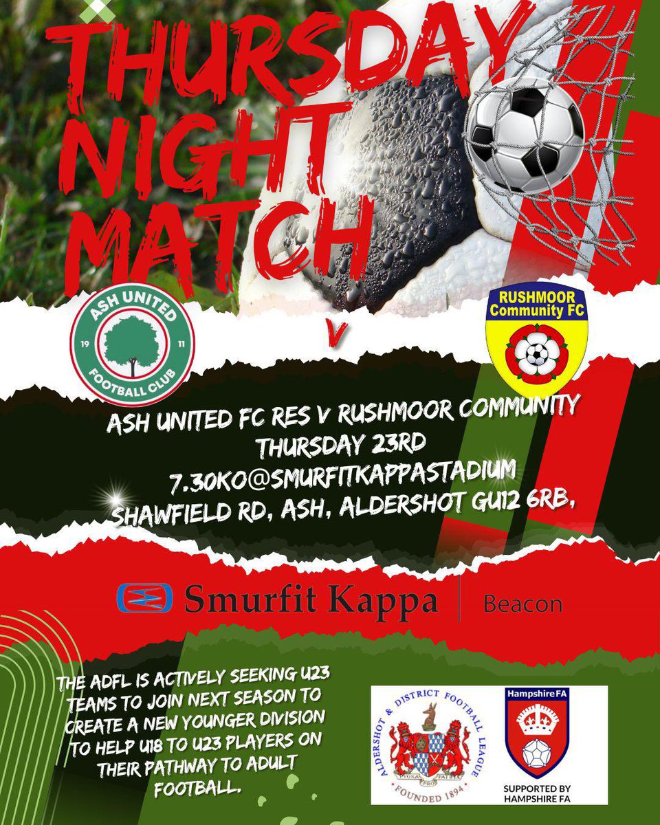 North East Hampshire Youth League (@nehylfootball) on Twitter photo NEHYL male pathway to u23 is underway ..
Come and support the ADFL league by joining us at <a href="/YouthAsh/">Ash United youth</a> friendly against <a href="/RCFCfootball/">Rushmoor Community FC</a> . Free entry and bar. KO 7.45
#grassrootsfootball #grassroots #mensfootball #ash #rushmoor NEHYL male pathway to u23 is underway ..
Come and support the ADFL league by joining us at <a href="/YouthAsh/">Ash United youth</a> friendly against <a href="/RCFCfootball/">Rushmoor Community FC</a> . Free entry and bar. KO 7.45
#grassrootsfootball #grassroots #mensfootball #ash #rushmoor