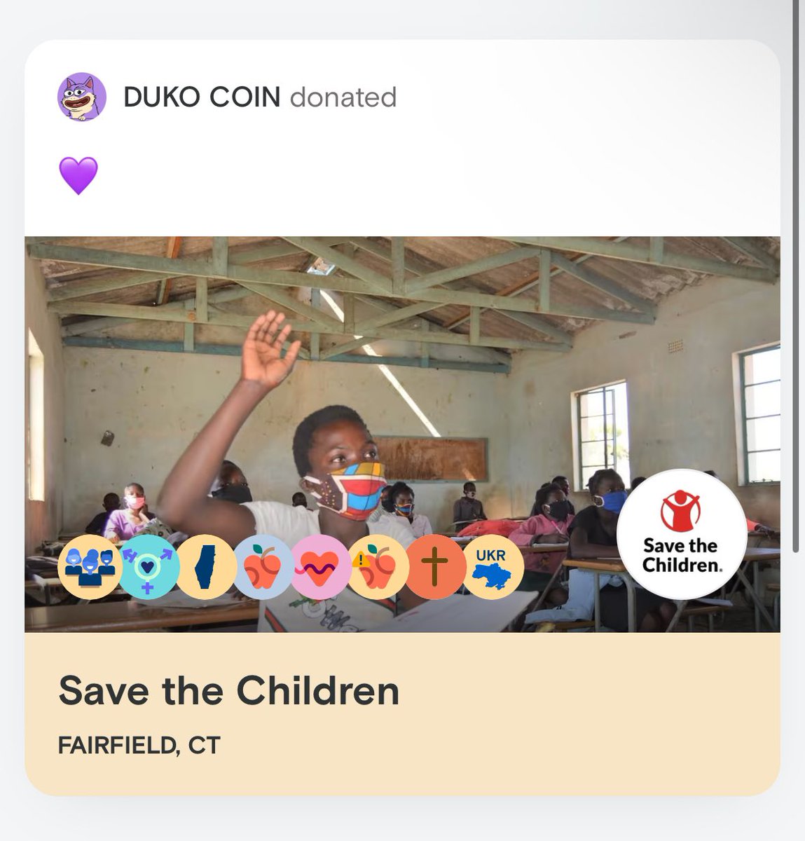 $DUKO just donated to Save the Children. 💜 every.org/@dukocoin/save…

TX Proof 📝 solscan.io/tx/5AAykoi3TT6…