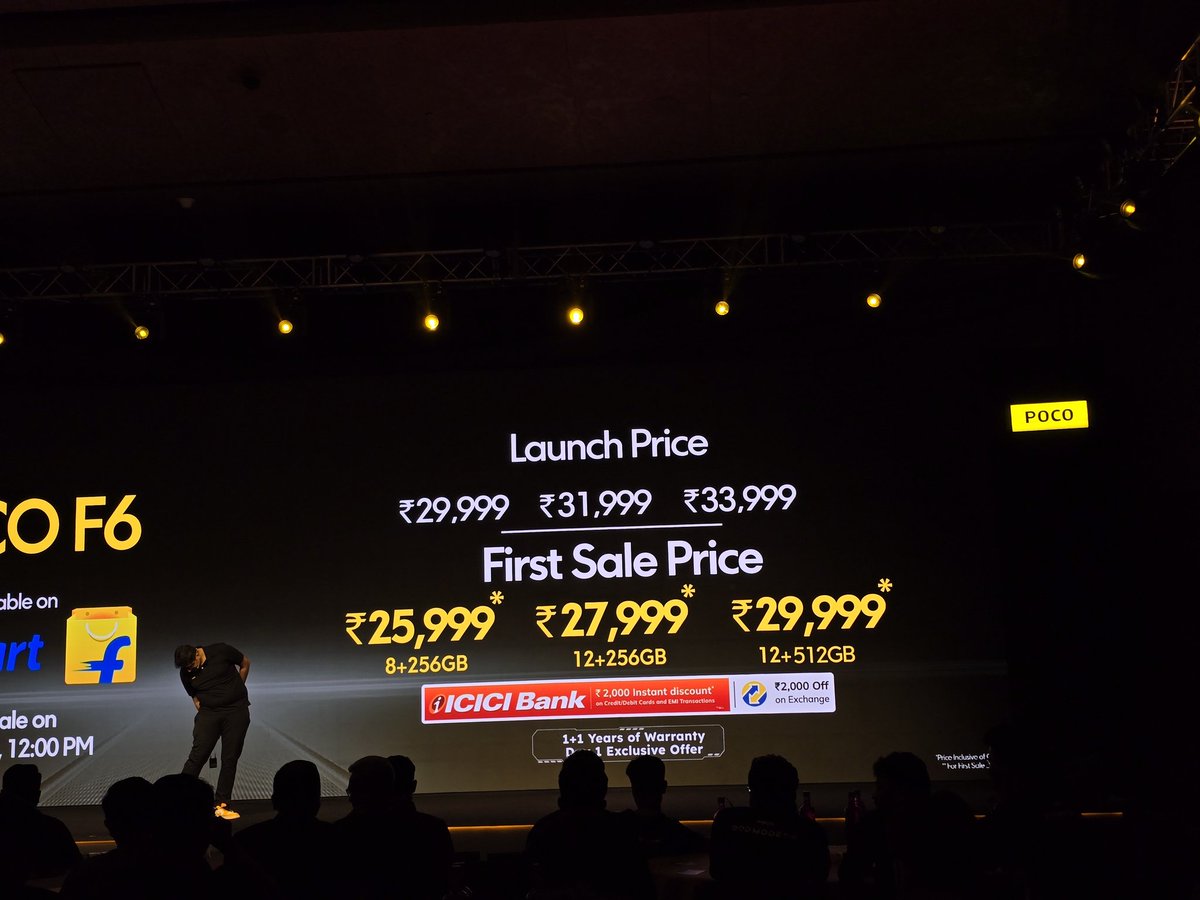 POCO F6 5G first sale price (including Rs 2000 bank discount and Rs 2000 exchange) First sale on 29th What's your take on the pricing? #POCO #POCOF65G #GodModeOn
