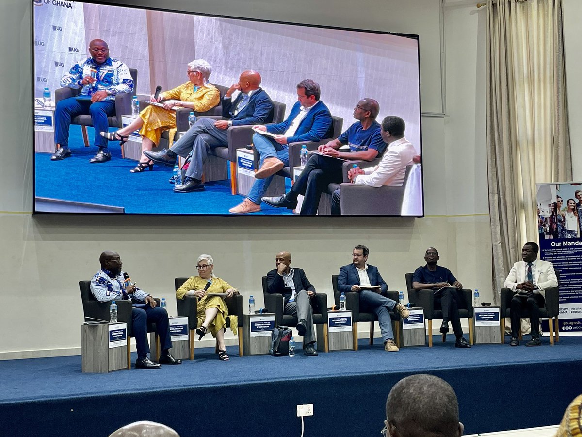 Attending the @UnivofGh international week symposium. Listening to a panel on “Rethinking internationalisation in the African context: The Equity question”.