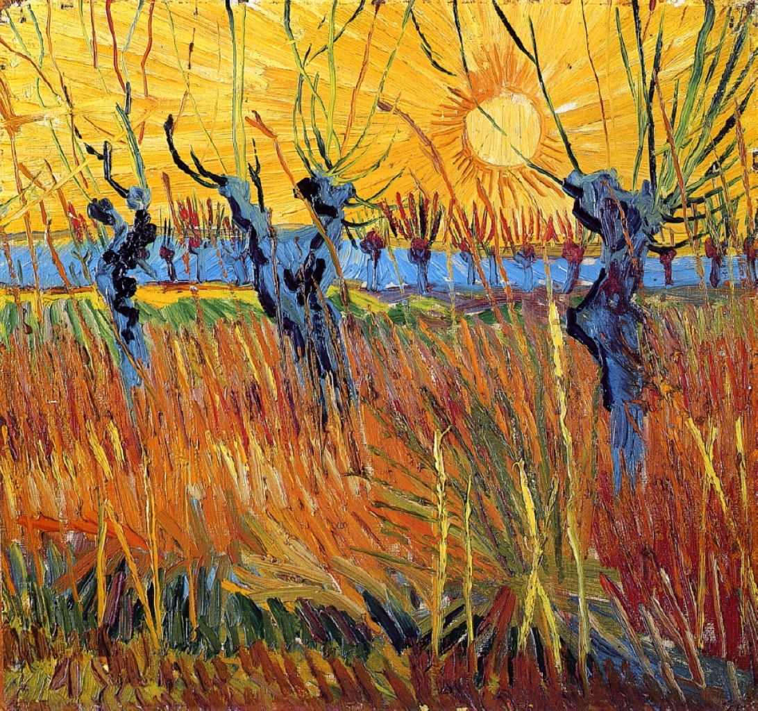 Pollard Willows and Setting Sun, 1888 linktr.ee/vangogh_artbot