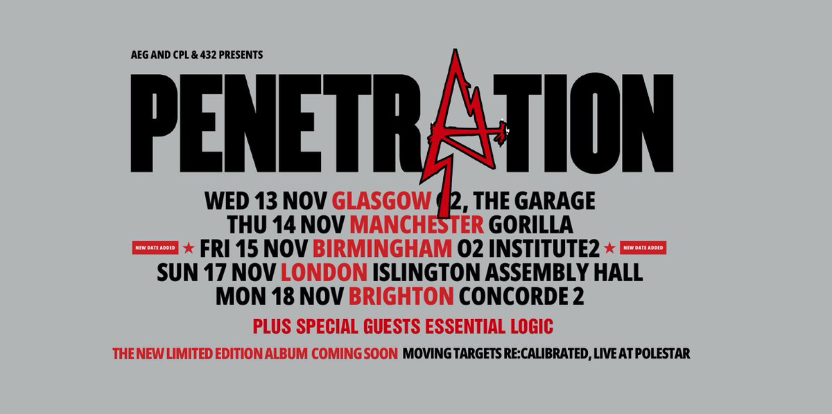 Tonights gig at the Cumberland is sold out
Doors 7.30. No support. On stage 8.30. 
We have more shows coming up in November. Tickets on sale aegpresents.co.uk/event/penetrat…
 <a href="/AEG_Presents/">AEG Presents UK</a> <a href="/thisisgorilla/">GORILLA</a> <a href="/concorde_2/">Concorde2</a> @garageglas