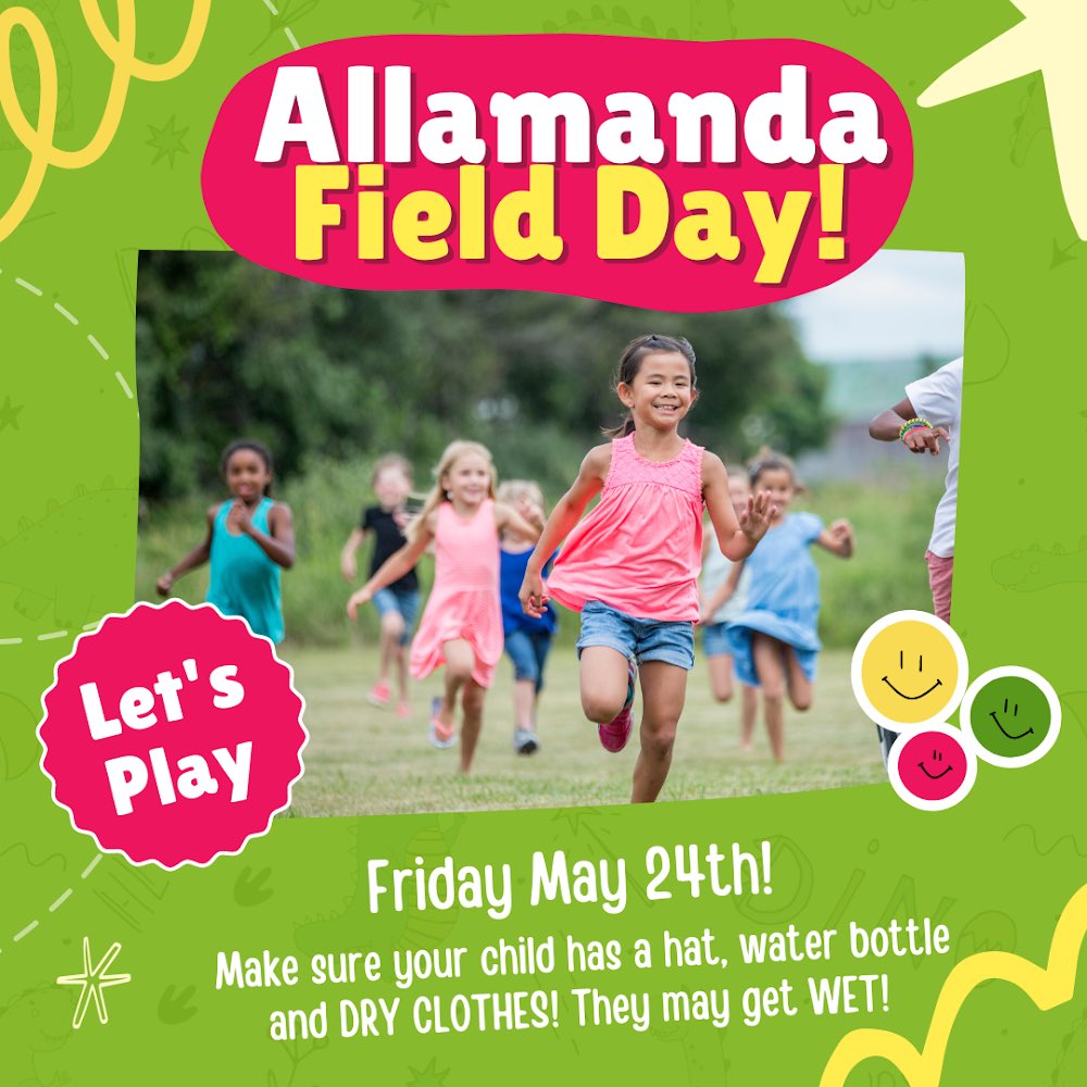 Coach Glynn (@coachglynnpe) on Twitter photo Tomorrow at <a href="/AllamandaES/">@AllamandaES</a> itโs #FieldDay! There are some games that involve water so pack a towel! #ShineBrightAES Tomorrow at <a href="/AllamandaES/">@AllamandaES</a> itโs #FieldDay! There are some games that involve water so pack a towel! #ShineBrightAES