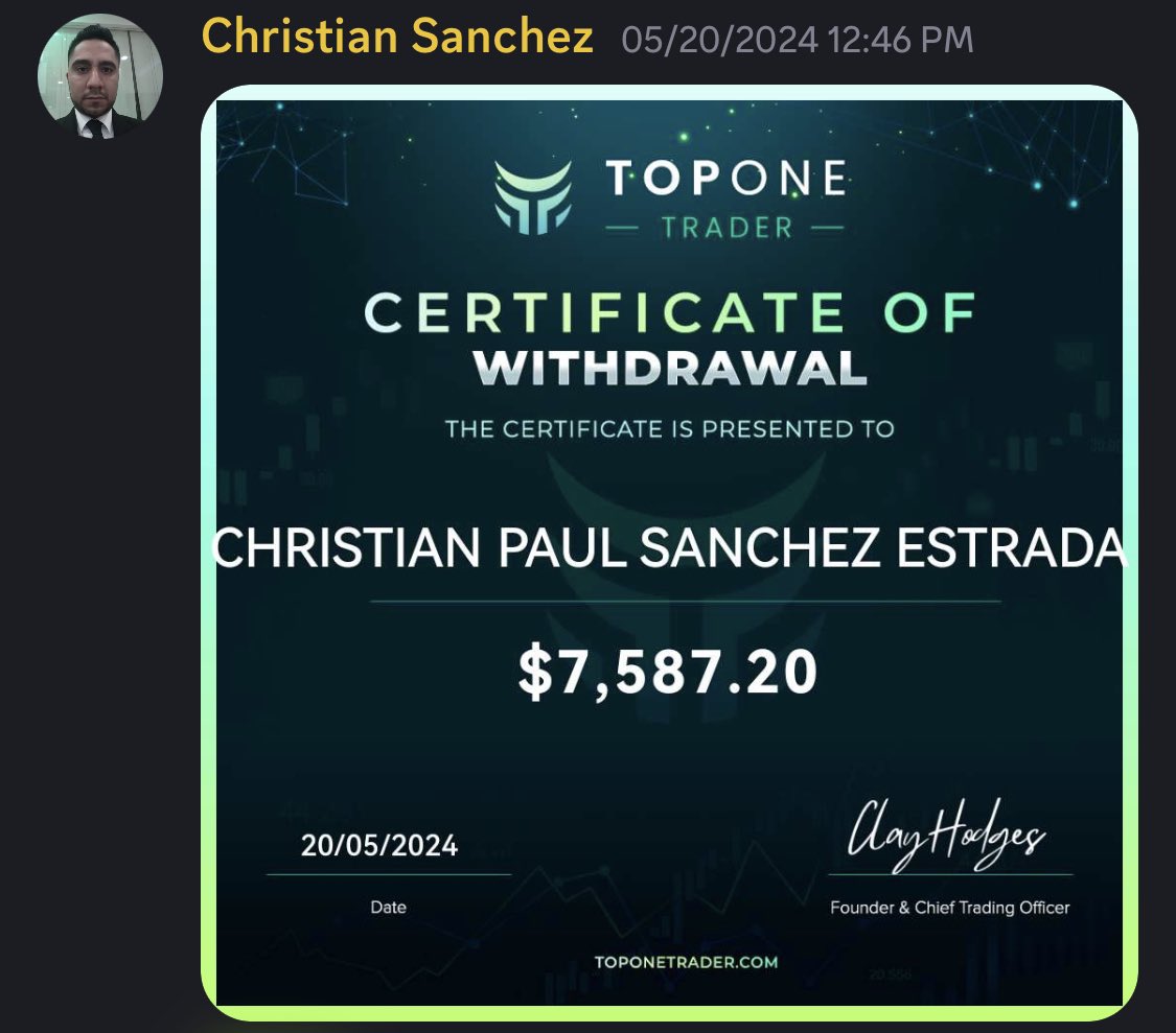 Congratulations Christian!💵💰 We are stoked to issue your next withdrawal request 🥂 #proptrading #BTC #ToponeTrader #Altcoins