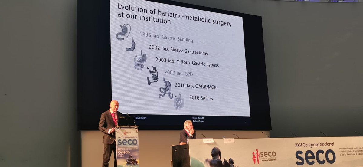 La #evolución de la #CirugíaBariátricayMetabólica 👉🏻 Gran ponencia del Dr. Gerhard Prager sobre #reflujo tras #sleeve en la #SECO2024 <a href="/obesidadSECO/">Sociedad Española de Cirugía de la Obesidad</a> <a href="/aec_obesidad/">AEC-SECO</a> <a href="/CirugiaPernaute/">Cirugía bariátrica Sánchez-Pernaute</a>