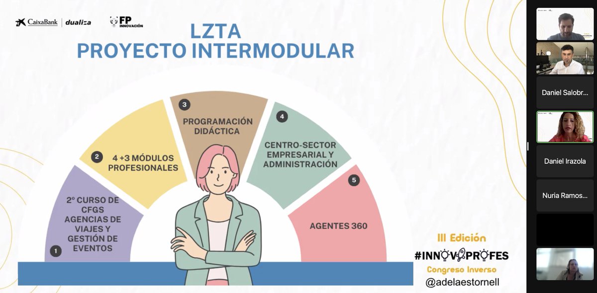 Turno para <a href="/AdelaEstornell/">Adela Estornell</a> y su proyecto intermodular "Límite Zero Tours" para 2º de CCFF de GS de Agencias de Viajes y Gestión de Eventos, para #innovaprofes3  Super proyecto, con muchas posibilidades de escalado. Testan productos que les piden las empresas