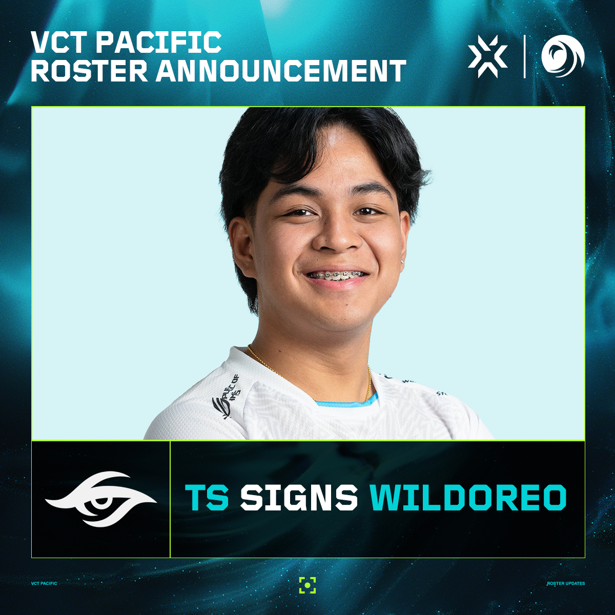 #VCTPacific Roster Updates @teamsecret welcomes @Secret_Wild0reo to the Adobo Gang!