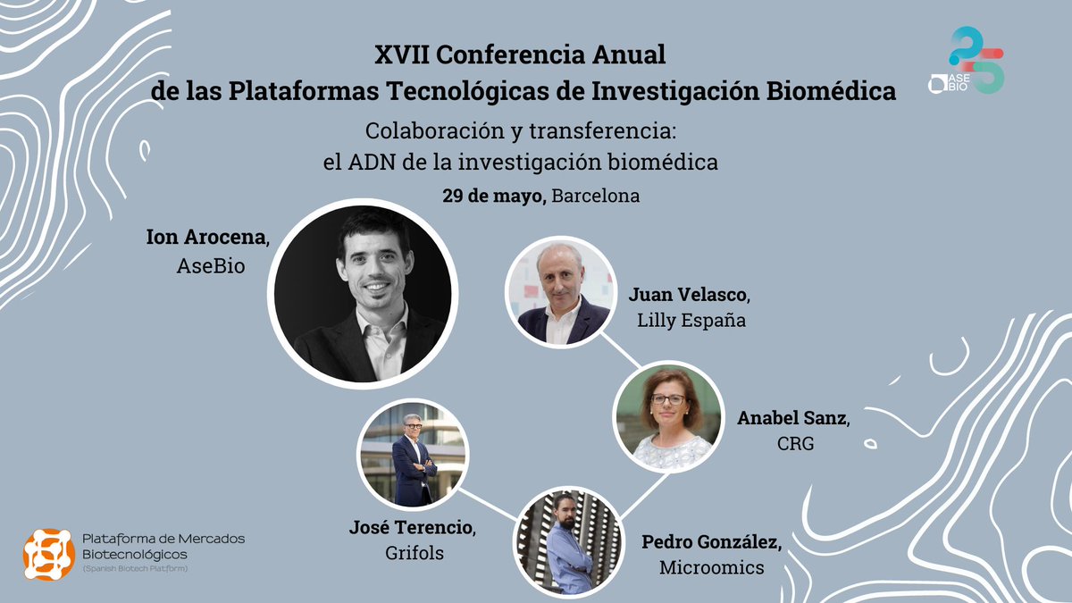 En el marco de la celebración de la XVII Conferencia Anual de las Plataformas Tecnológicas de Investigación Biomédica, expertos de toda la cadena de transferencia se darán cita en la sesión 'Colaboración y transferencia: el ADN de la #InvestigaciónBiomédica' que organiza @asebio