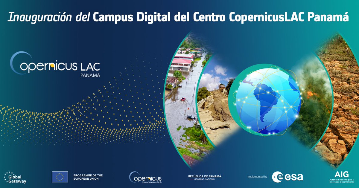 ¡El Campus Digital del Centro #CopernicusLAC Panamá 🇵🇦 ha sido lanzado! Sus usuarios podrán: ➡️Unirse a la comunidad CopernicusLAC ➡Aprender de expertos en Observación de la Tierra ➡Descubrir el potencial de los datos abiertos de #Copernicus 🔗copernicuslac-panama.eu/copernicuslac-…