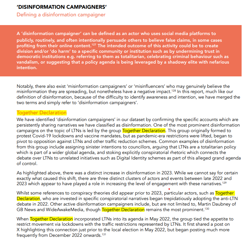 John claims that <a href="/Demos/">Demos</a> "reserves its harshest criticism for councils". 

This is false.

The report states "ALL of our disinformation narratives can be classified as anti-LTN", with specific reference to Alan Miller's <a href="/Togetherdec/">Together</a>.

Can't imagine why John overlooked that...🤔