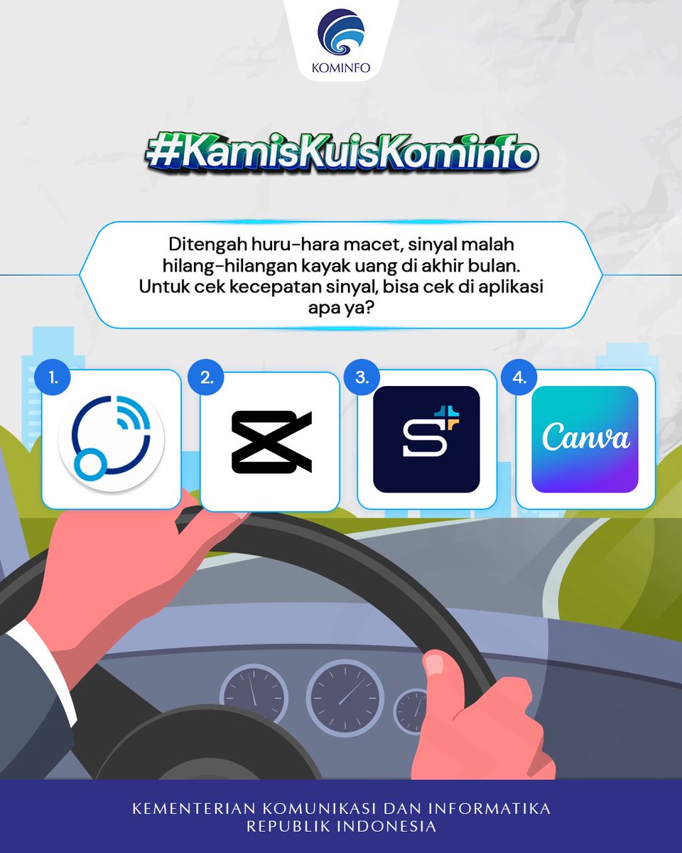 kemkomdigi's tweet photo. KamisKuis balik lagi! 

Saatnya #KamisKuisKominfo!
Jangan lupa ikuti seluruh ketentuannya. Tunggu pengumumannya dari Minfo, ya. Merapat dan ramaikan. Semoga beruntung!

#BersamaKominfo #KamisKuisKominfo https://t.co/ribSBhHrxa