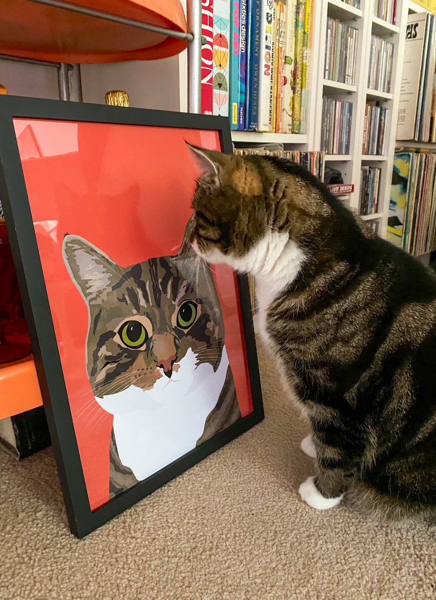 Pete is admiring his print before it goes on the wall 
gailmyerscough.co.uk/pete-the-cat