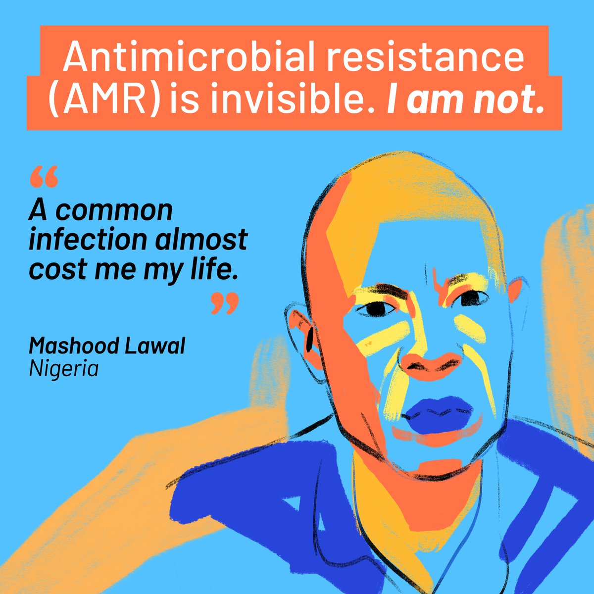 Have you seen the @WHO campaign 'Antimicrobial resistance (AMR) is invisible. I am not.'? First hand stories have the power to change lives, extend perspectives and stimulate behavior changes. Let's raise the awareness about #amr. Let's fight it together.