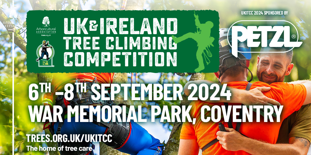 UK & Ireland Tree Climbing Competition sponsored by @Petzl – Dates confirmed 📆 6th–8th September 2024 📍 War Memorial Park, Coventry We’re pleased to announce that Petzl are returning to sponsor the 2024 UK & Ireland Climbing Competition this September! Thank you to the Petzl