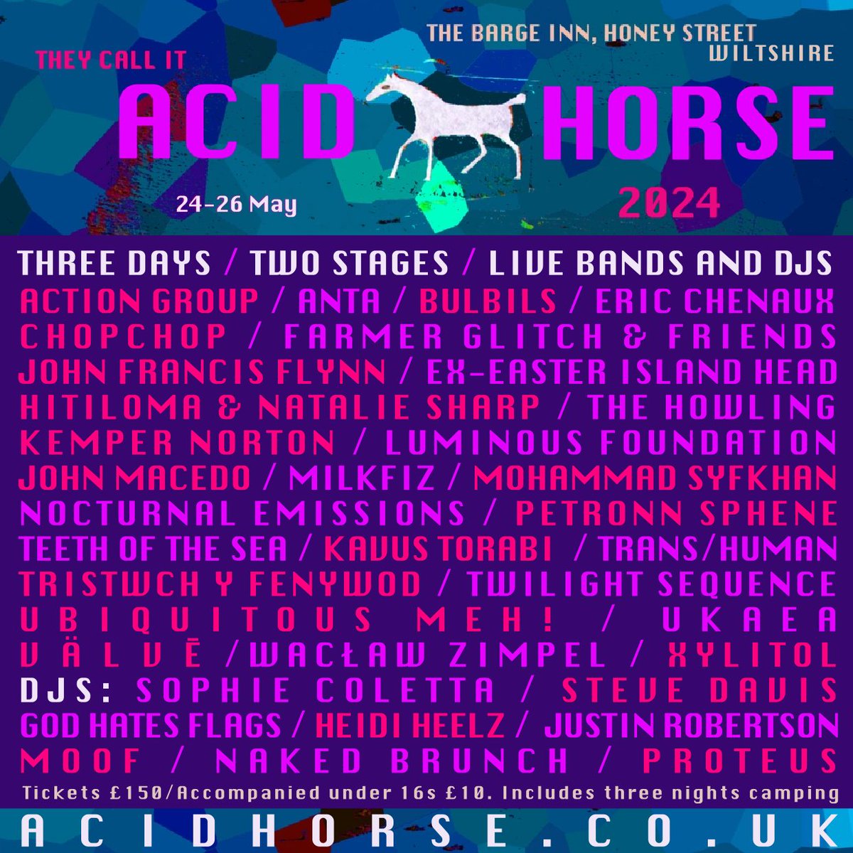 Dear hearts, if you're feeling it, can you give me a RT? ACID HORSE is 24 hours away! Latest weather forecasts good tomorrow, lovely Saturday! Second stage is a new circus tent full of bands, DJs, Warhammer, films, games. Full details: acidhorsewilts.wordpress.com