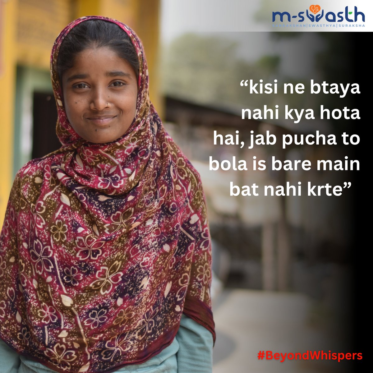 m_swasth's tweet photo. Menstruation talk shouldn’t be a hush-hush affair.

After listening to countless experiences, it’s clear: it’s time to ditch the stigma and speak up. 

#beyondwhispers #MenstruationMatters #menstruation #menstruationday #periodstruggles #period #bleedred #menstrualstories #tabboo https://t.co/uLHeCanAHu