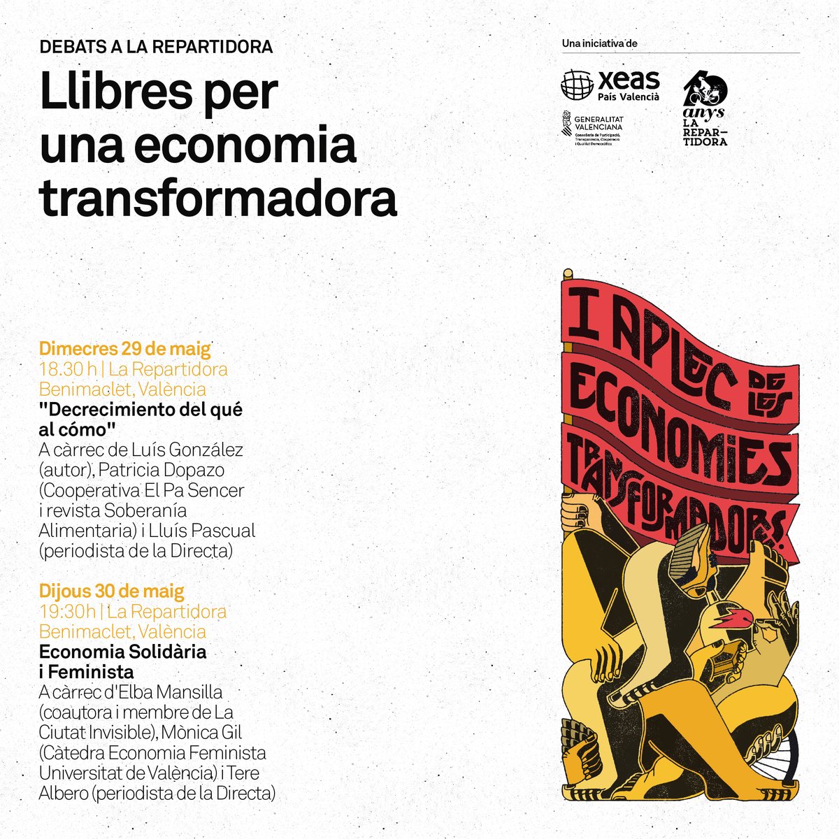 🚀 Seguim directes cap a l'Aplec!
LLIBRES PER UNA ECONOMIA TRANSFORMADORA! 📖
Arriben les sessions de debat! Tota la informació en xeas.org/aplec
Pensament crític, debat col·lectiu i Economia Solidària!
#aplec #economiestransformadores #economiasolidaria