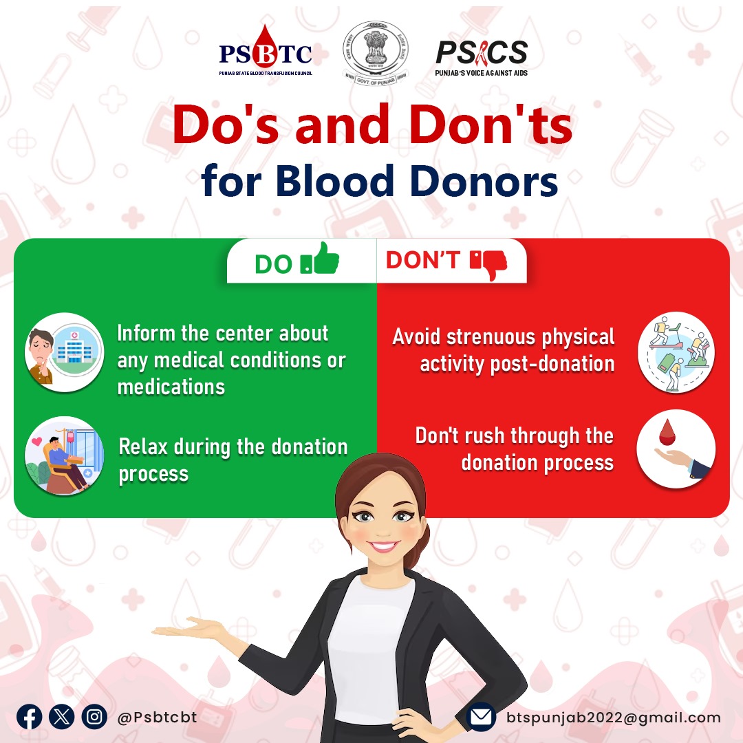Do's & Don'ts for Blood Donors!
Blood Donation - A Lifesaving Act for All.

#BloodDonation #SaveLives #BloodTransfusion #Blood #BloodDonor #BloodBank #GiveBlood #BeAHero #BloodMatters