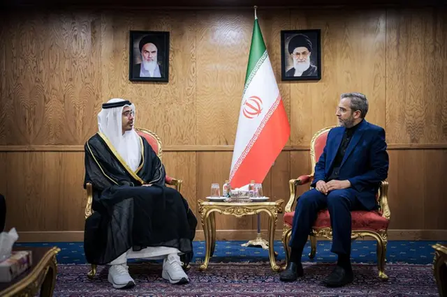 #UAE FM <a href="/ABZayed/">عبدالله بن زايد</a> leads delegation to pay tribute to late Iranian President Raisi &amp; FM Hossein Amir at mourning ceremony in Tehran, reaffirming #UAE's solidarity with #Iran. <a href="/ABZayed/">عبدالله بن زايد</a> conveyed condolences from UAE President <a href="/MohamedBinZayed/">محمد بن زايد</a>, asking Allah to shower them with mercy.