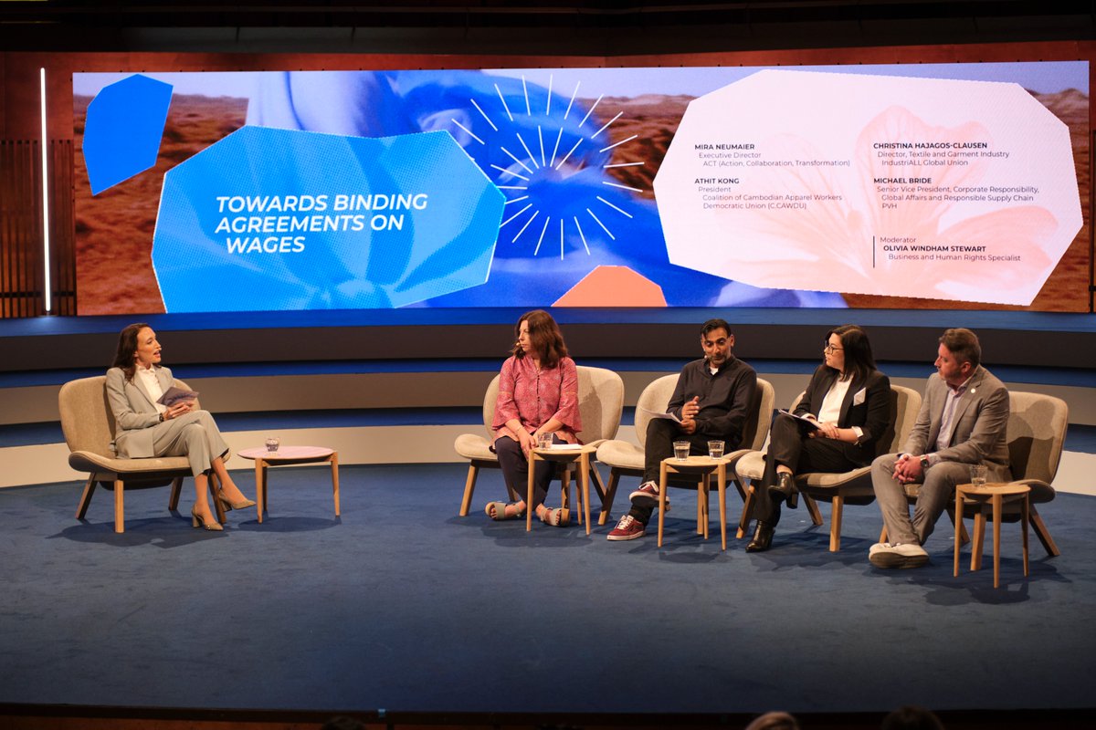 The 'Towards a Binding Agreement on Wages' panel convened to discuss attributing accountability for due diligence, securing equity through brand support for collective bargaining, and pioneering supply chain industrial relations in global fashion.  #GlobalFashionSummit