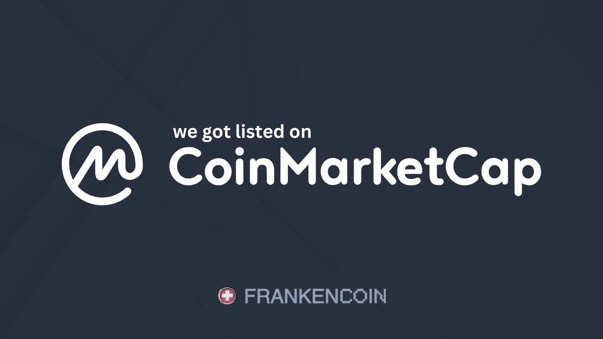 ‼️ The biggest Swiss Stablecoin, Frankencoin $ZCHF, just got listed on @CoinMarketCap 1 CHF = 1 ZCHF 🤝 Do you want to learn more about the project? 🤔 Join the community on Telegram. coinmarketcap.com/currencies/fra…