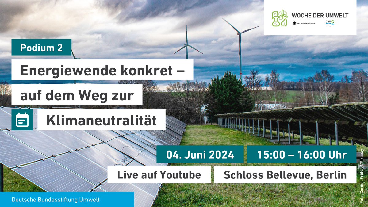 Wie können wir die Energiewende voranbringen? ⚡️Darüber wird am 4.6. ab 15:00 Uhr auf der #WochederUmwelt diskutiert. Das möchtest du dir nicht entgehen lassen? Wenn du nicht in Berlin dabei bist, kannst du im Livestream den Austausch mitverfolgen: youtube.com/live/tBP9NYR7C…