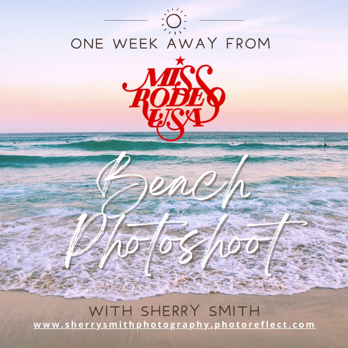 🌟 Just one week away from kicking off the Miss Rodeo USA Clinic in style at A BEACH PHOTOSHOOT with the incredible Sherry Smith! 📸 Three stunning looks, endless possibilities, and a whole lot of fun await. 🏖️ #MissRodeoUSA #BeachPhotoshoot #CountdownBegins 📅