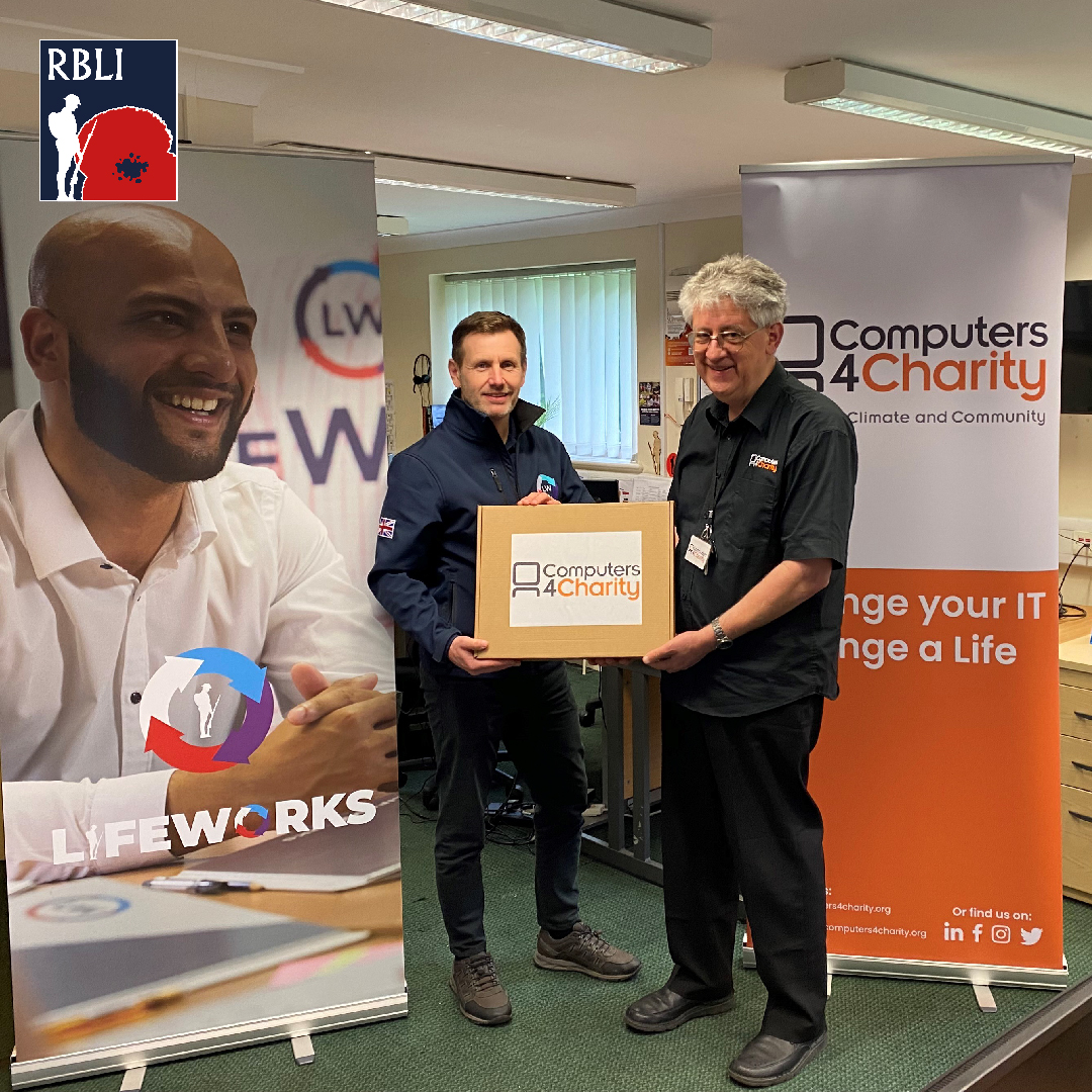 RBLI's Lifeworks team took delivery of four fully refurbished laptops courtesy of the Kent based charity Computers 4 Charity which will be used on all our employability courses and provide an essential digital portal to the job market for our veterans.