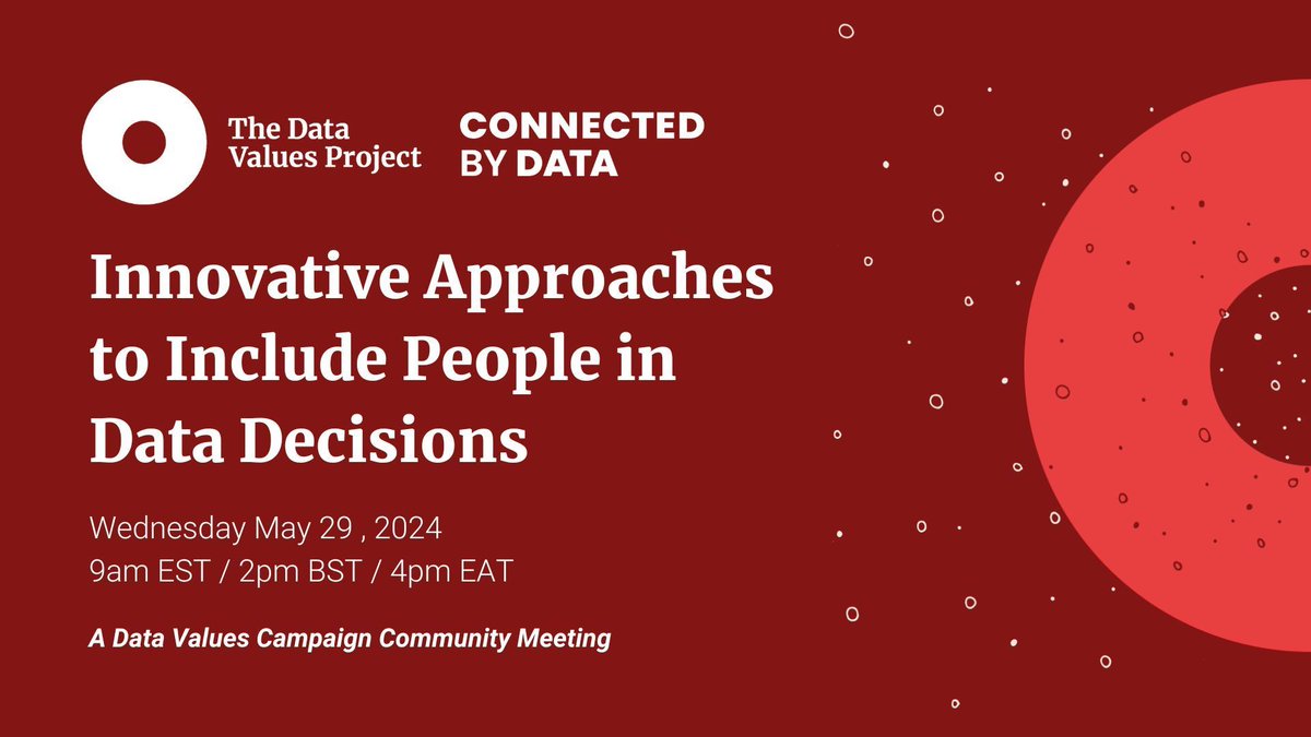 🗓️ On May 29th, join the #DataValues movement for an engaging discussion on people’s participation in #DataGovernance. 🧠 Hear from experts on innovative approaches to ensuring people have a say in decisions made about their data. 👉 Register now: bit.ly/44Xo7p5