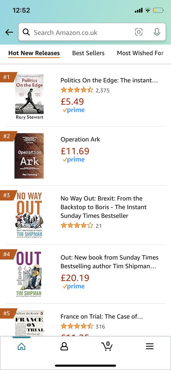 Very excited to see that #OperationArk by @PenFarthing has broken into the #2 spot on Amazon’s Hot New Releases chart 🥳 But can we beat @RoryStewartUK is the question 🧐