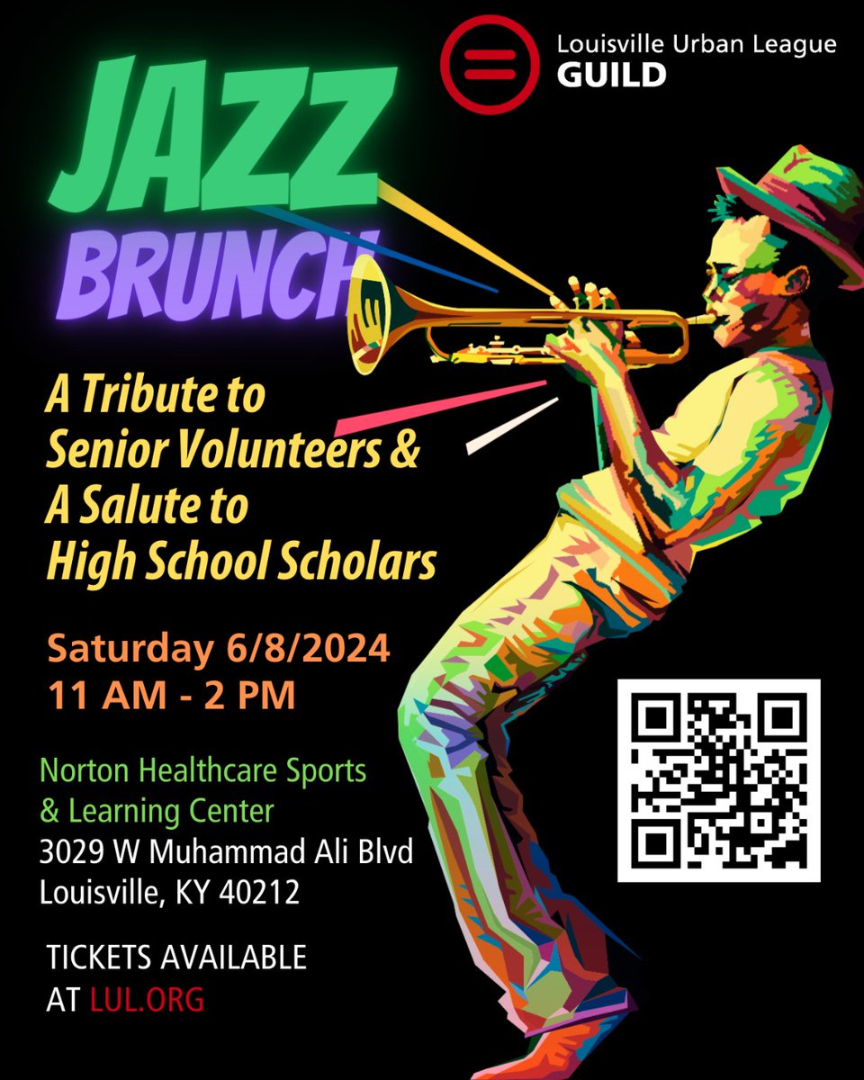 Get ready for the Jazz Brunch hosted by the Louisville Urban League Guild! This gathering honors our senior volunteers and high school scholars. Save your spot for a Saturday filled with jazz and brunch. Visit ow.ly/e1BW50RIhCT to get your tickets!