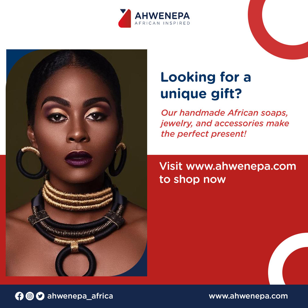 Give the gift of culture and craftsmanship with our handmade African soaps, jewelry, and accessories. Each piece tells a unique story and makes a one-of-a-kind present for your loved ones.

#africanfashion #africanfashionwear #africanwear #onlineshopafrica #ecommerceafrica