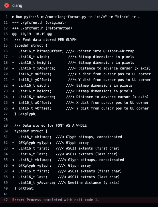 leolobato's tweet photo. @fast_code_r_us I believe clang-format is complaining about your comment formatting which is not aligned , so maybe it is your problem? :) https://t.co/p0WDI52k59