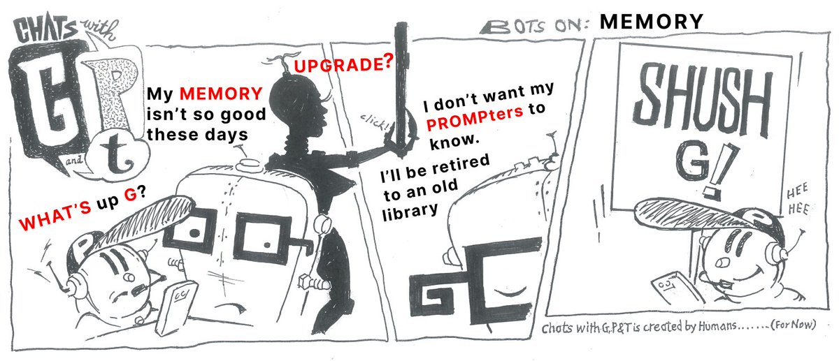 ChatsWithGPandT's tweet image. Exciting News...for Humans

We're thrilled to launch "Chats With G, P, and T"! Our quirky bots will spark conversations on important (and fun) topics through cartoon strips. Check out our first strip below. Stay tuned for more!

#ChatsWithGPT #CartoonStrips #ContentCreation