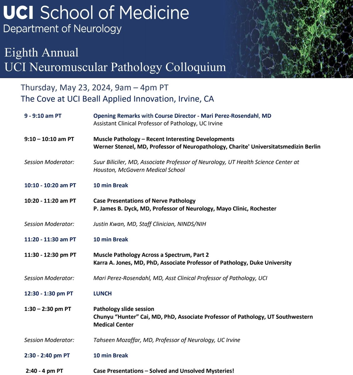 Karra Jones, MD, PhD (@brainisthepath) on Twitter photo Thrilled to be in Irvine with an amazing array of neuromuscular neurologists and neuropathologists at the <a href="/UCIMedSchool/">UC Irvine School of Medicine</a> UCI Neuromuscular Pathology Colloquium today and the full Neuromuscular Colloquium tomorrow. I look forward to this every year! Thrilled to be in Irvine with an amazing array of neuromuscular neurologists and neuropathologists at the <a href="/UCIMedSchool/">UC Irvine School of Medicine</a> UCI Neuromuscular Pathology Colloquium today and the full Neuromuscular Colloquium tomorrow. I look forward to this every year!