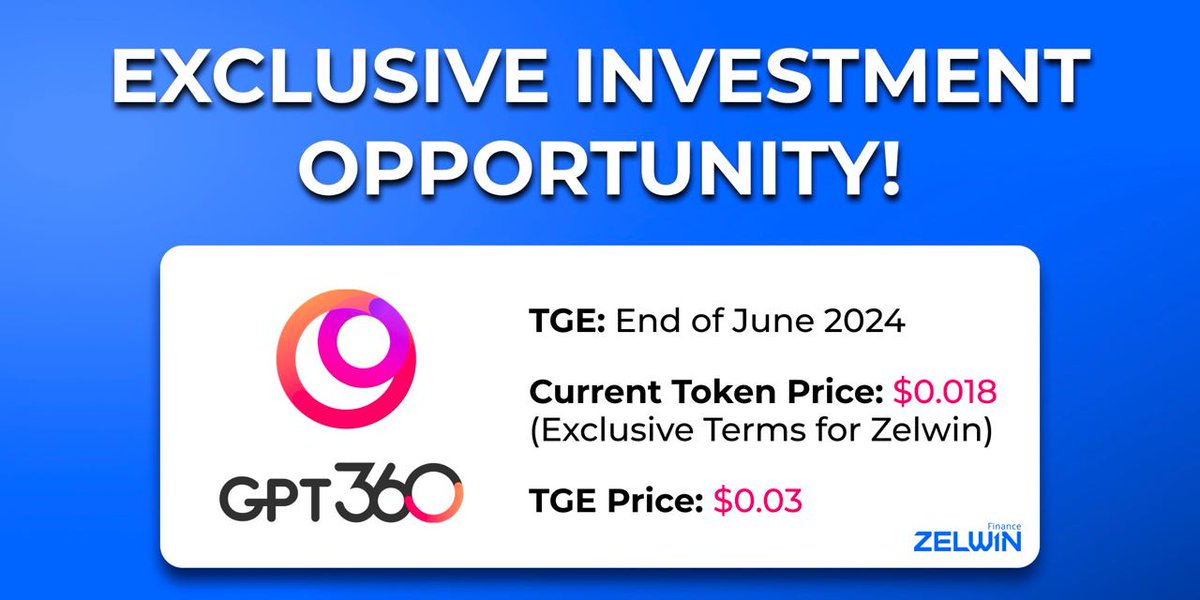 🚀 Exclusive Investment Opportunity! 🚀 We are thrilled to announce an exclusive, limited-time investment opportunity in the @GPT360_Official project, available only until June 1st! Project Description 📍 GPT360 is a revolutionary AI super app transforming web3 marketing and