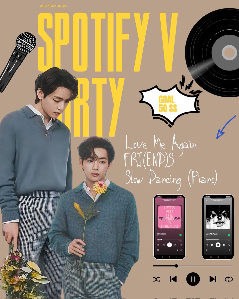 𝄞𝙎𝙋𝙊𝙏𝙄𝙁𝙔 𝙑 𝙋𝘼𝙍𝙏𝙔 𝄞

Yuk join Spotify V Party. Tetap jaga semangat streaming karya Taehyung. RT, reply ss streaming dan ajak mutual. Let's go 🤎

୨ৎ open.spotify.com/playlist/4S45f…

WE LOVE YOU TAEHYUNG #TaehyungPartyIndo