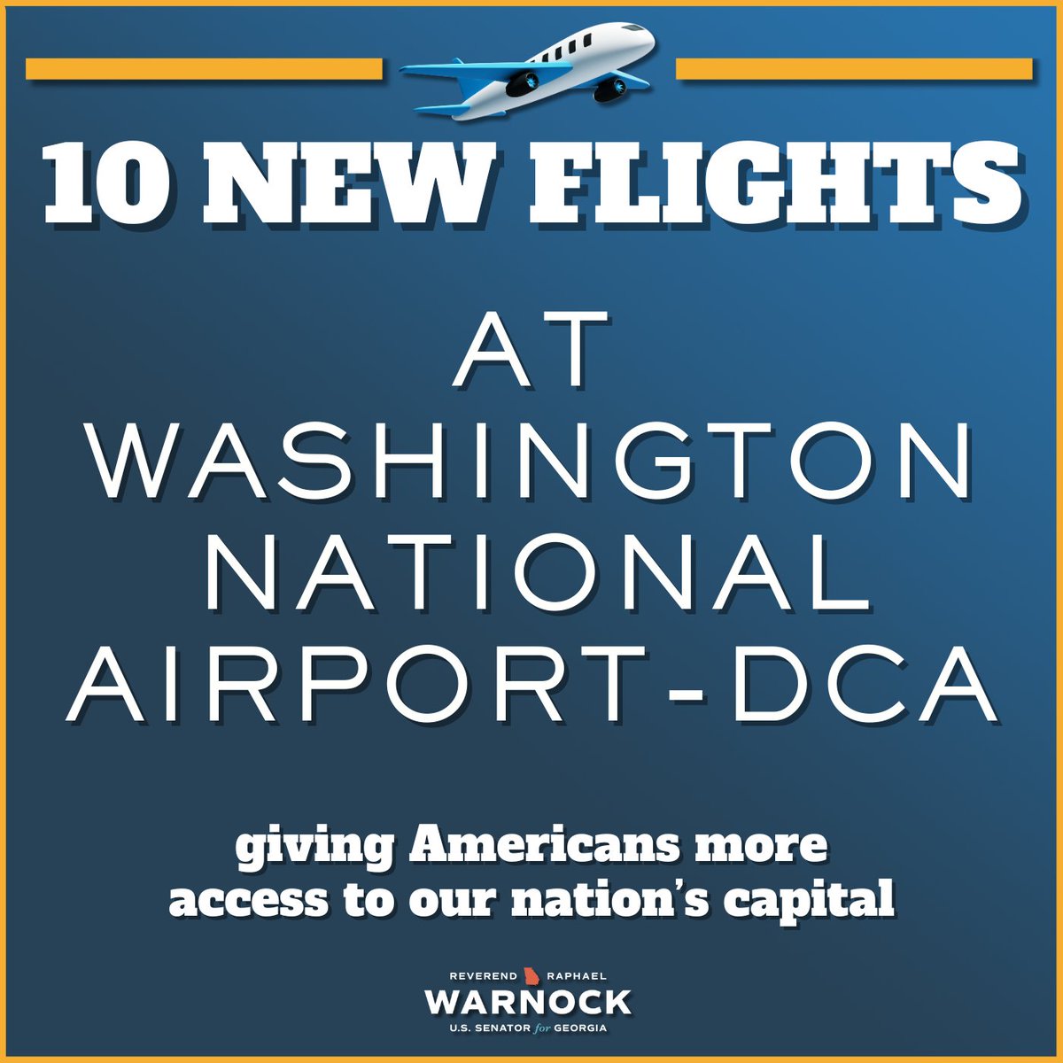 More Americans coming to our nation’s capital is good for our democracy! Happy to see the addition of ten new flights in and out of DCA that I fought for in the #FAA law—this is a win for countless travelers to DC.