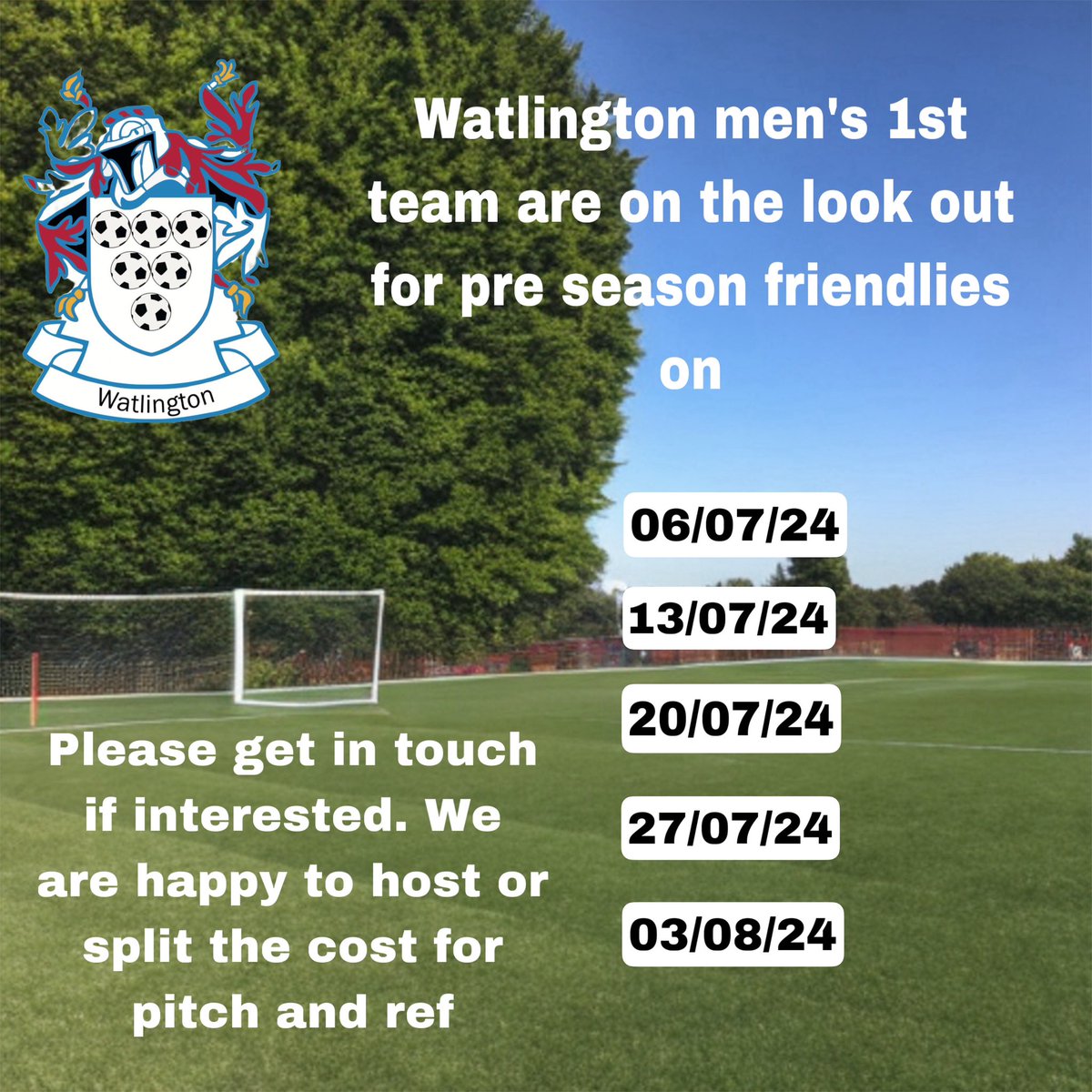 We are on the look out for pre season friendlies for our 24/25 campaign!!! Please get in touch. #wattyboys